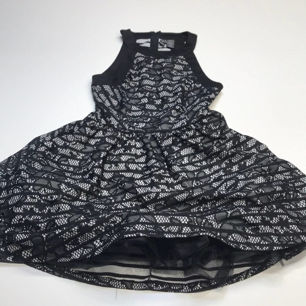 WINDSOR Girls Size 7 Black Lace Ruffle Mini Dress